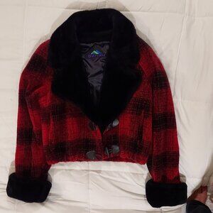 Denali Red Plaid Waist Jacket Size Small